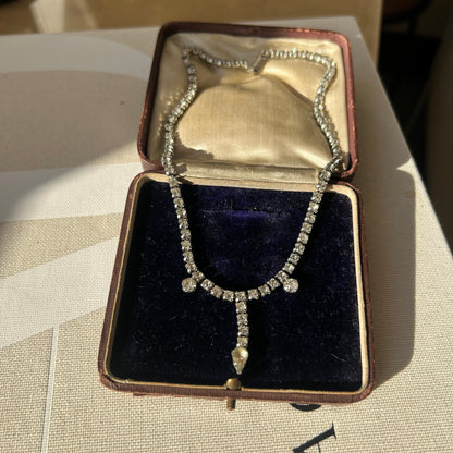 Three-Drop Rhinestone Tennis Necklace