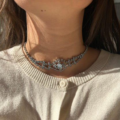 1950's Blue Rhinestone Tennis Choker