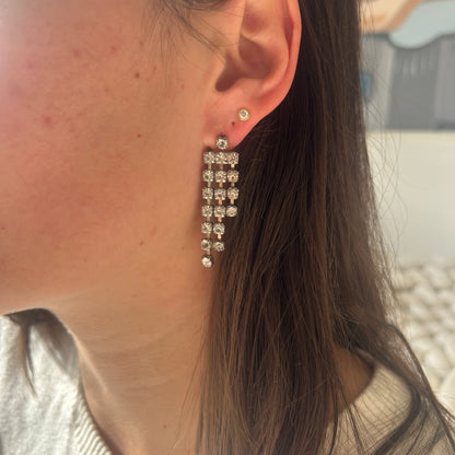 Three Tiered Rhinestone Earrings