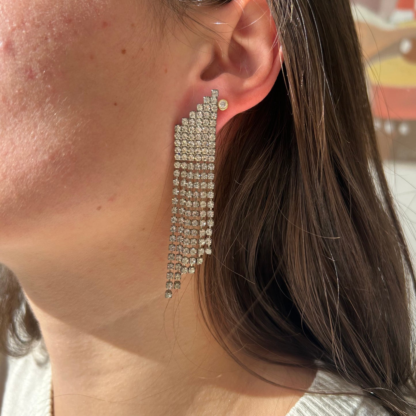 Graduated Rhinestone Statement Earrings