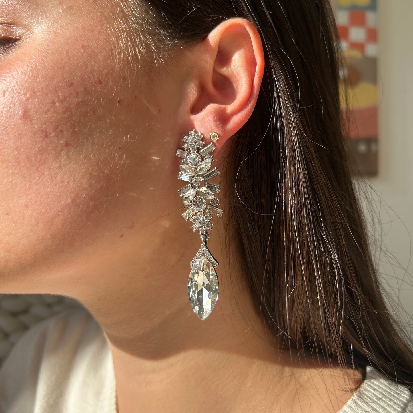 Mixed Shape Crystal Drop Earrings