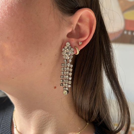 Four-Strand Drop Rhinestone Earrings