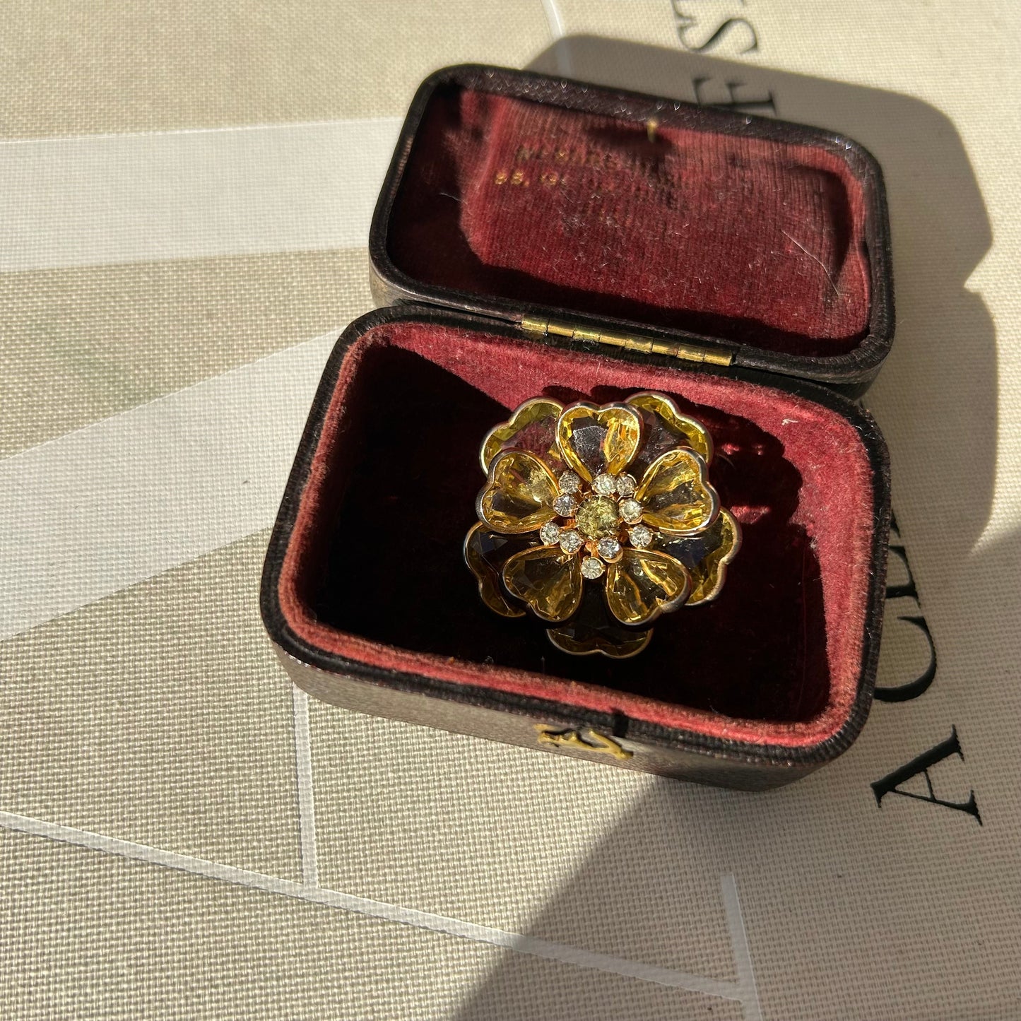 Citrine Crystal Flower Brooch