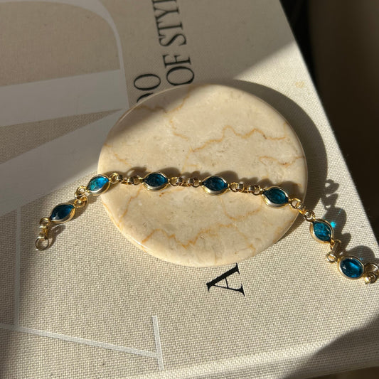 Blue Oval Gem Bracelet