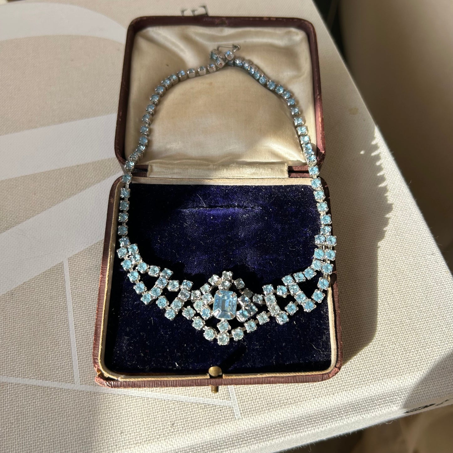 1950's Blue Rhinestone Tennis Choker