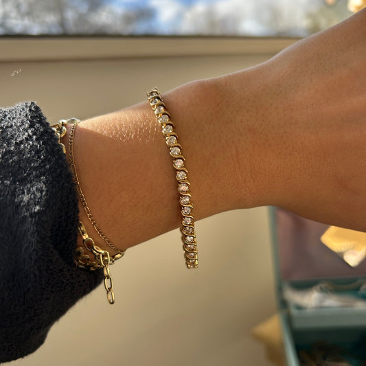 Gold Vermeil S-Link Patter Tennis Bracelet