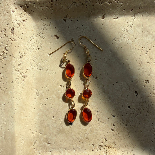 Vintage Amber Drop Earrings