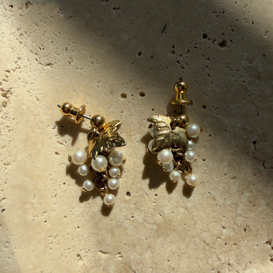 Dangle Leaf & Pearl Earrings