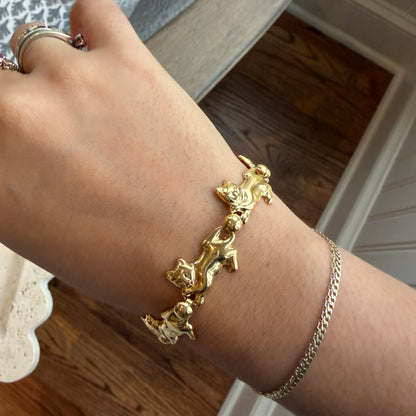 Gold Tone Cat Link Bracelet