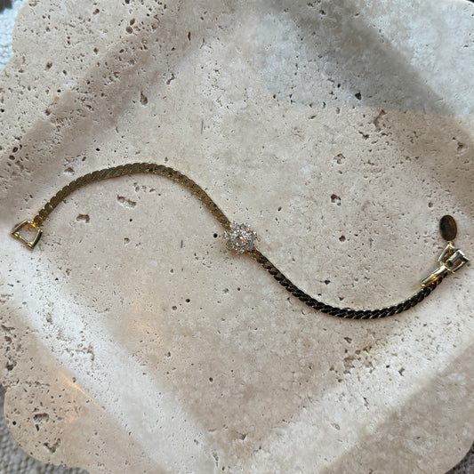 Crystal Floral Herringbone Bracelet