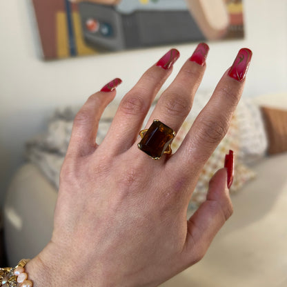 STATEMENT AMBER STONE RING