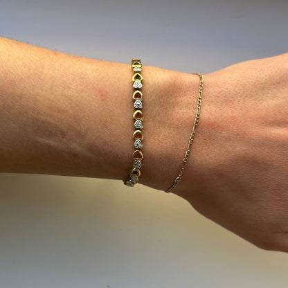 GOLD VERMEIL HEART LINK TENNIS BRACELET