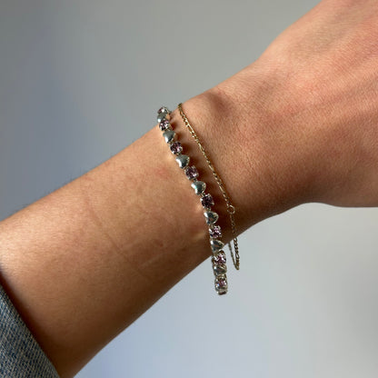 SILVER HEART TENNIS BRACELET