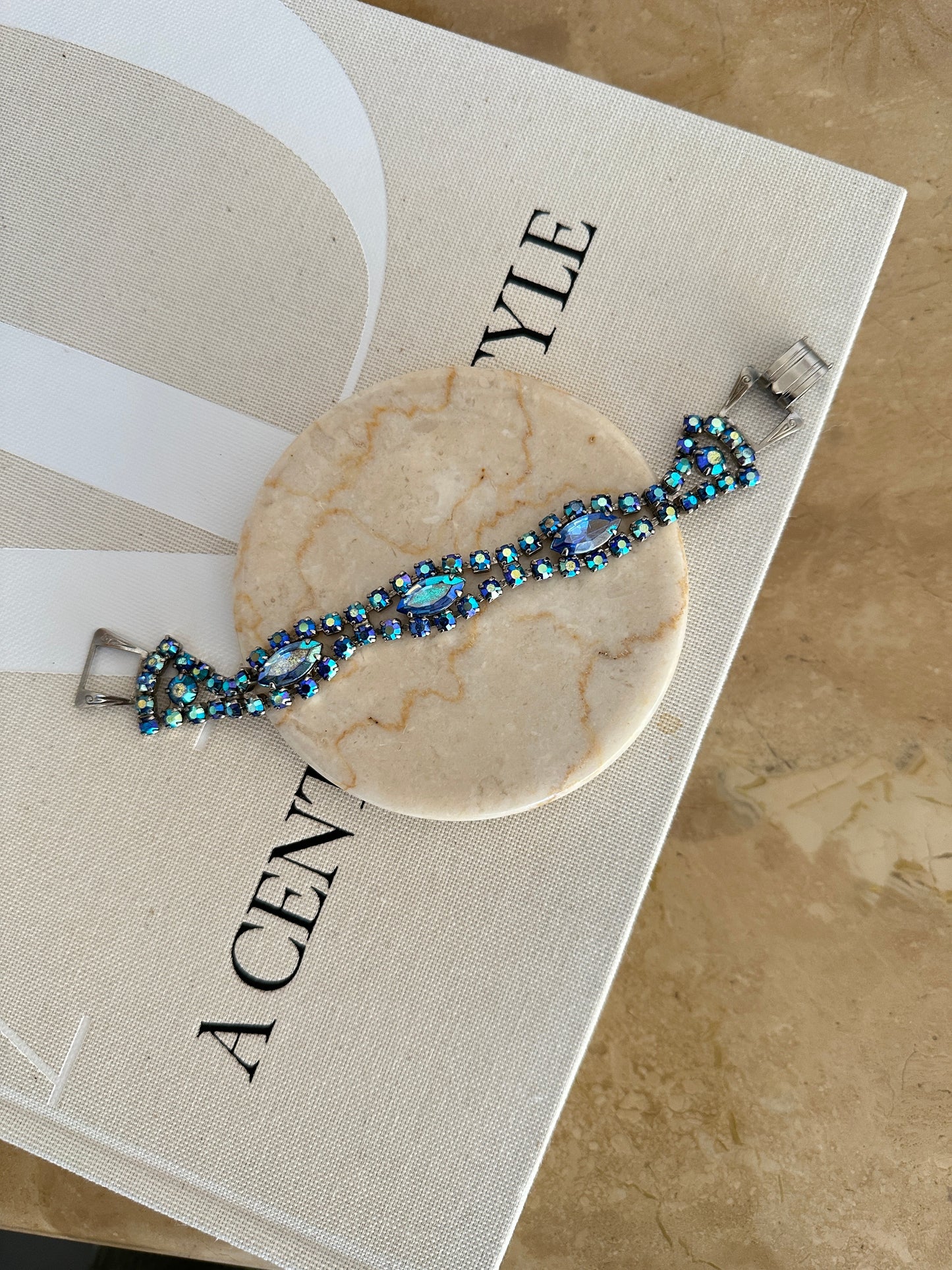 Blue Crystal Statement Bracelet