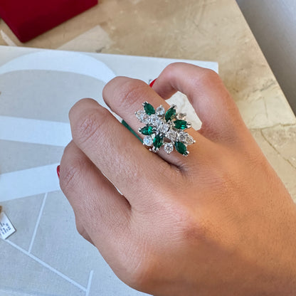 Emerald CZ Cluster Ring