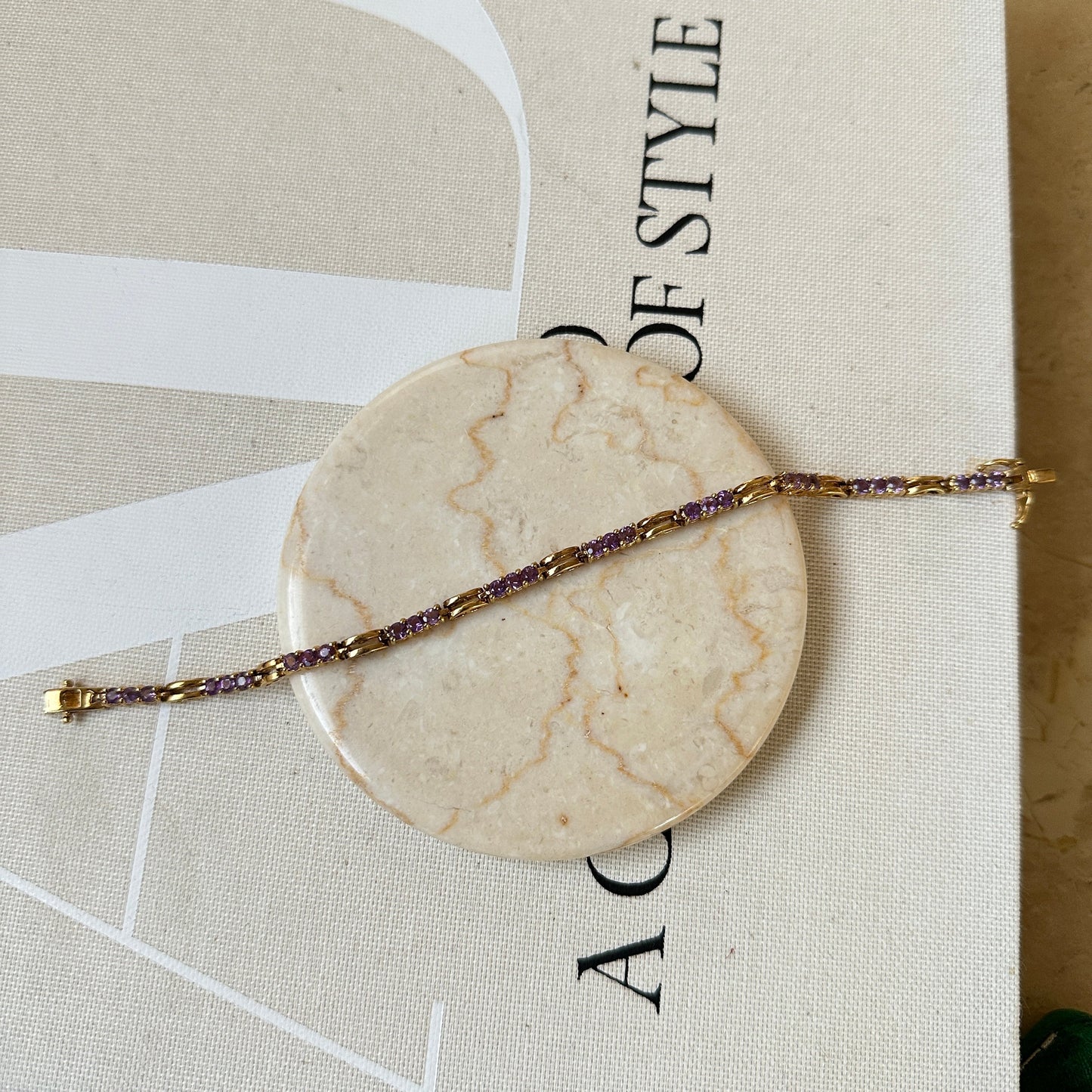 Gold Vermeil 3 Amethyst Tennis Pattern