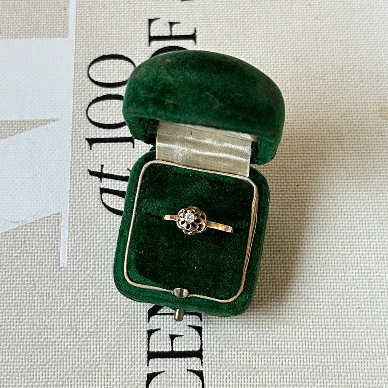 Antique 10k Raised Diamond Ring