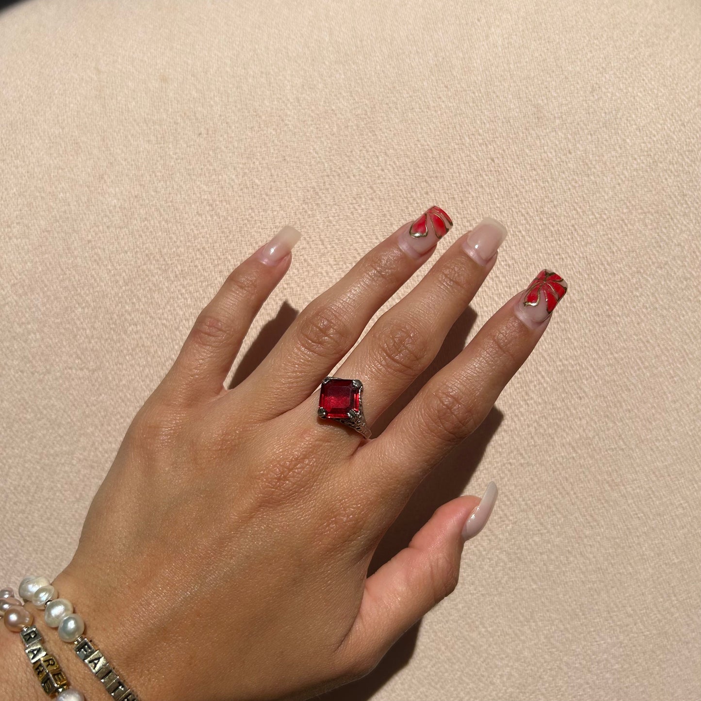 Red Stone Statement Ring