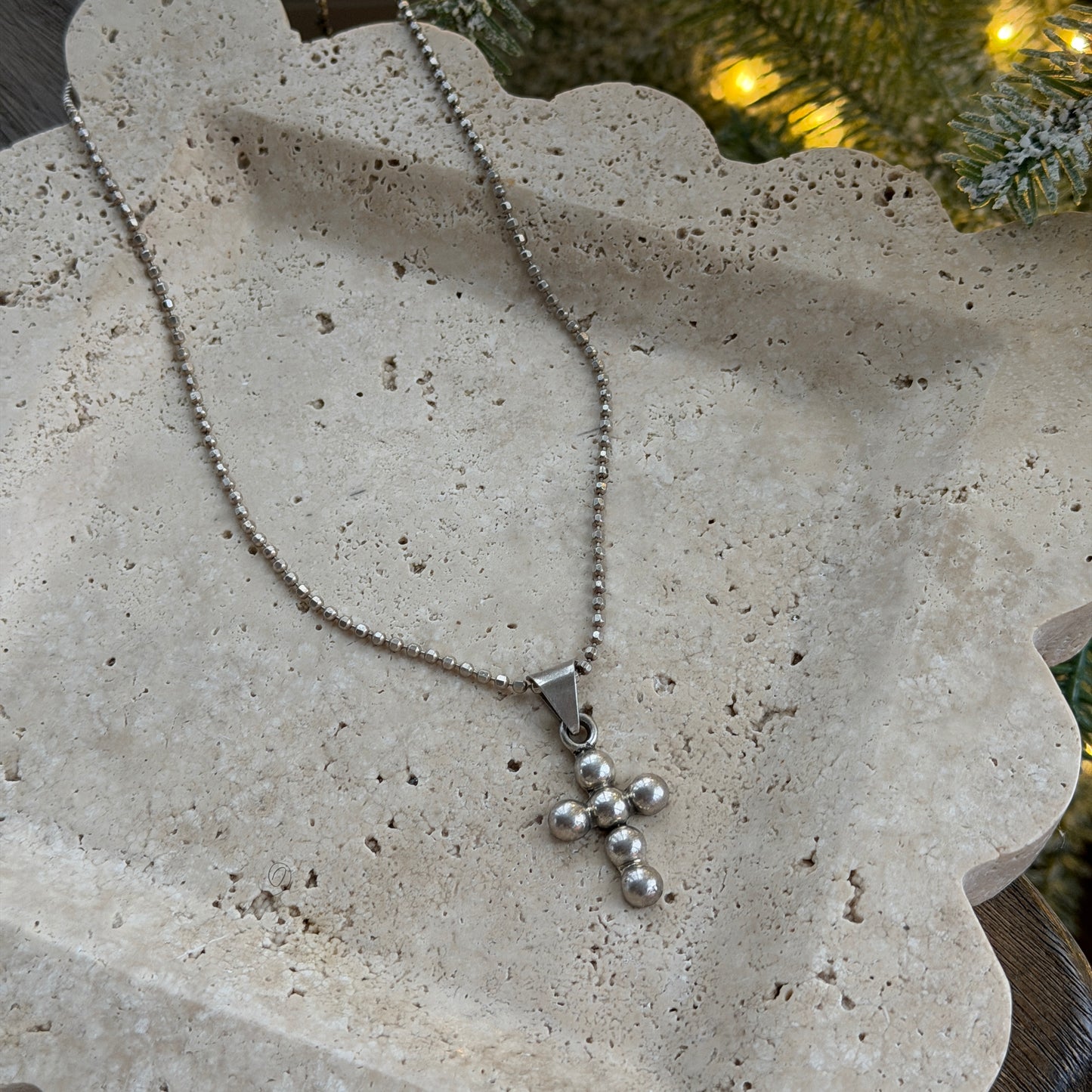 Bubble-Sterling-Silver-Cross-Necklace