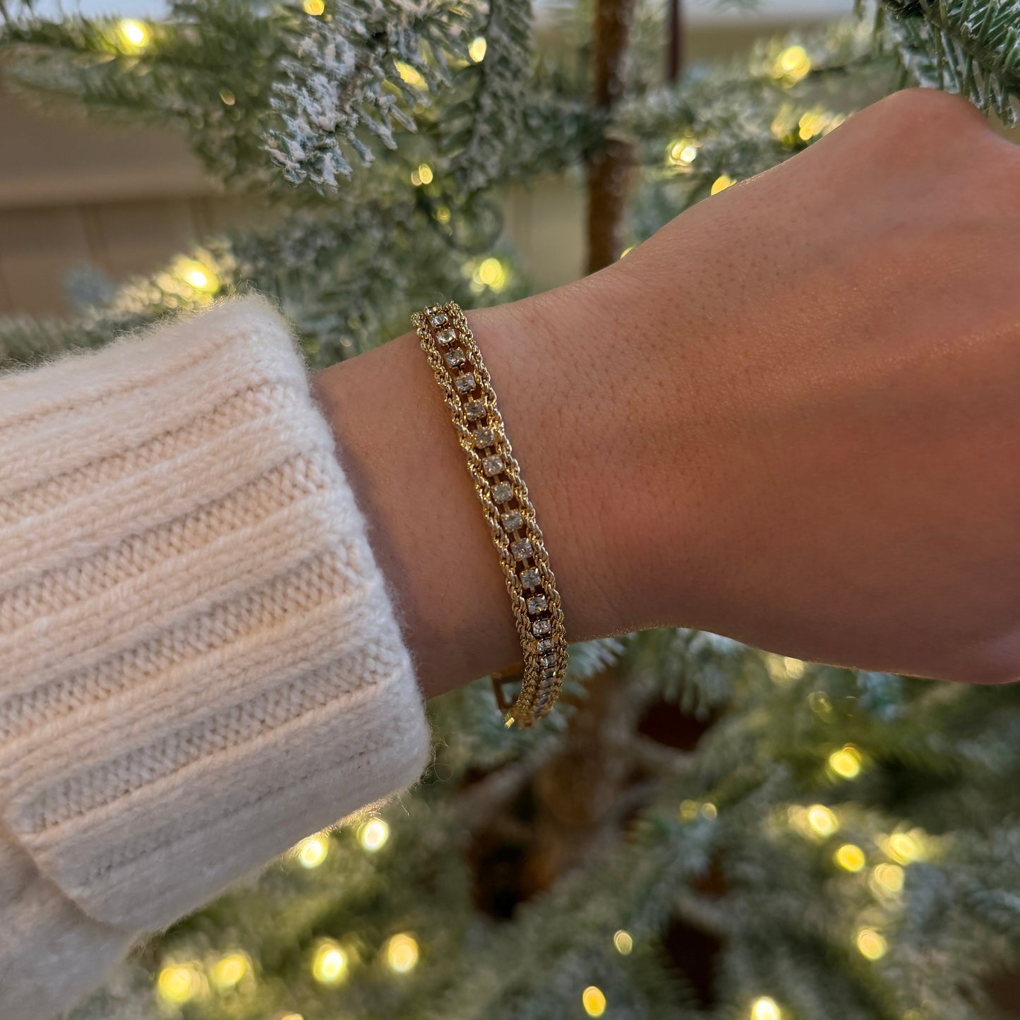 Double-Rope-Chain-with-Clear-Rhinestones-Bracelet