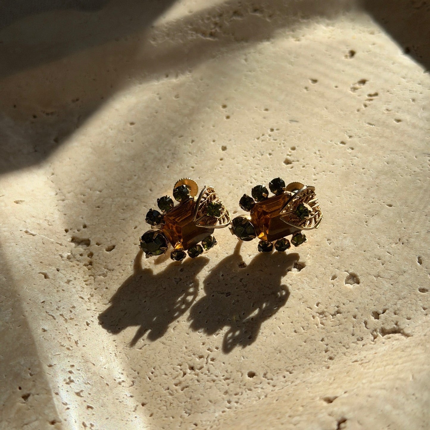 Green Tourmaline and Citrine Stone Screwbacks