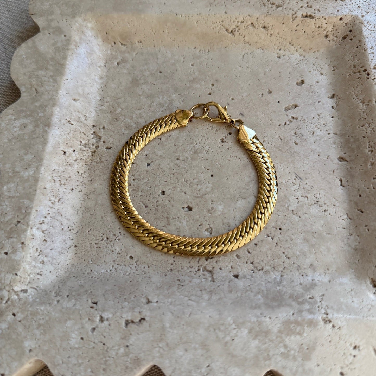 Gold Vermeil Herringbone Chain Bracelet