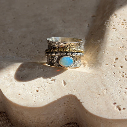 925 Silver Opal Spinner Ring