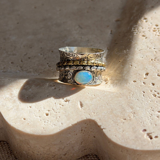 925 Silver Opal Spinner Ring