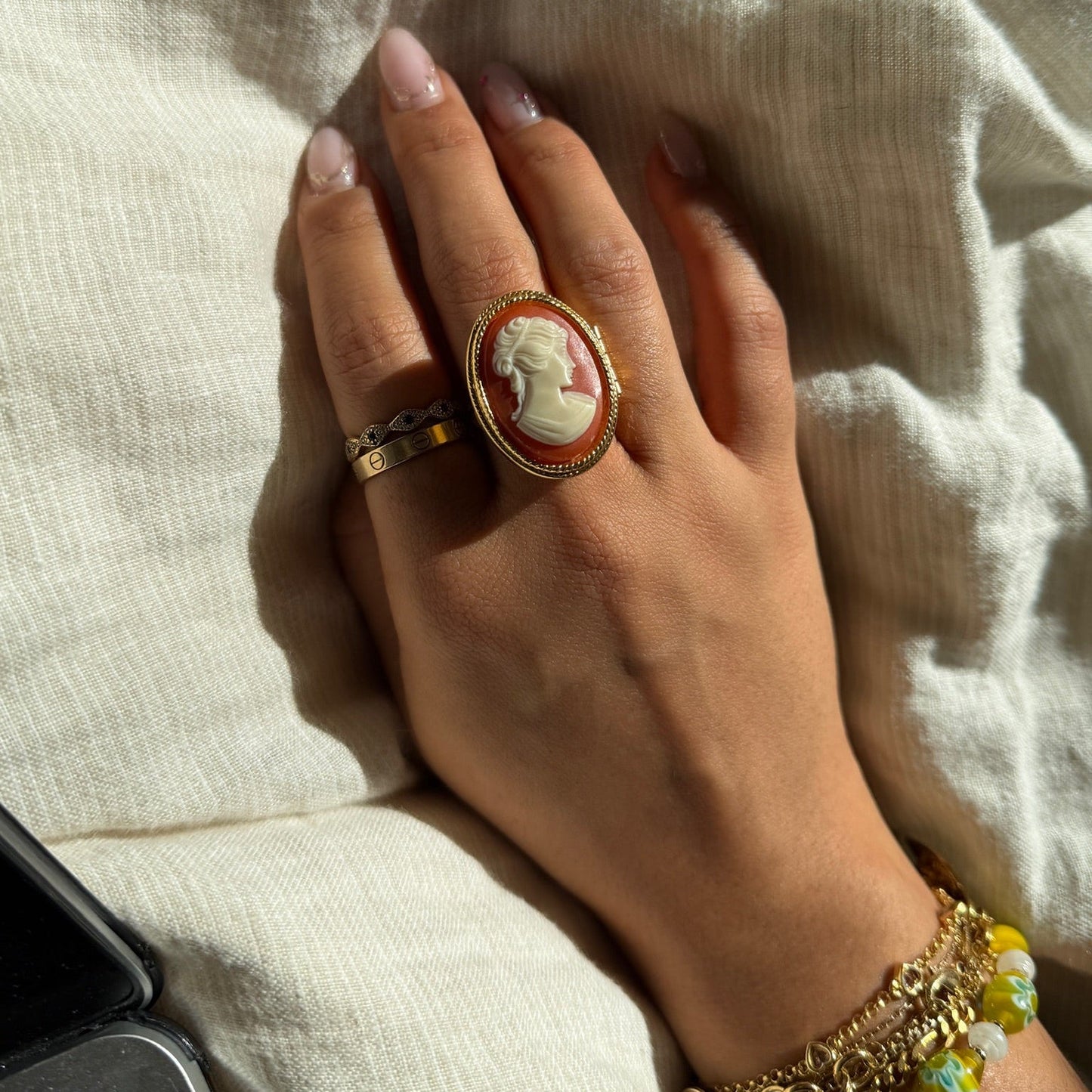 Avon Cameo Locket Cocktail Ring