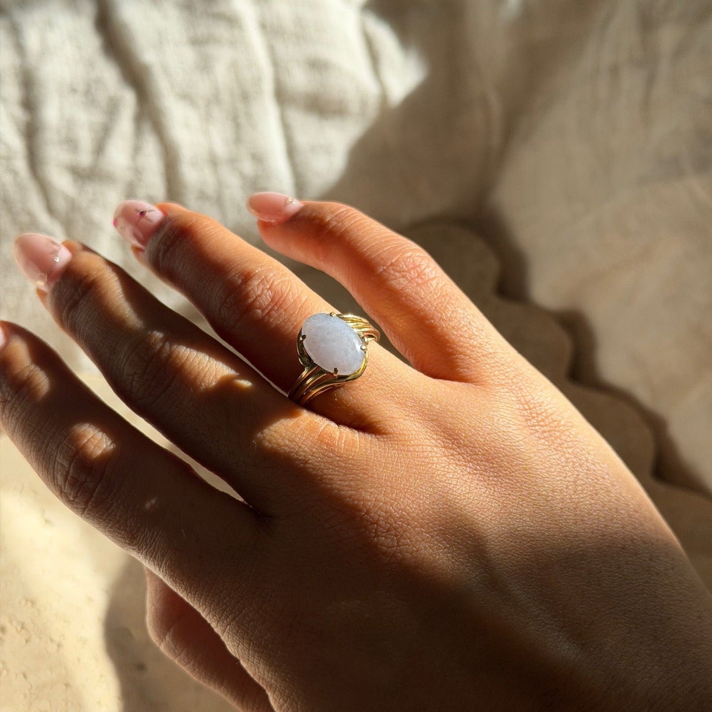 Lavender Jade 14k Gold Ring