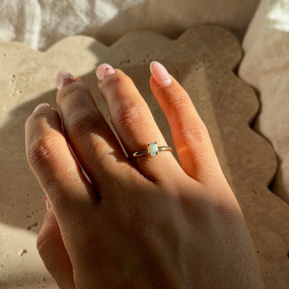 Opalite Oval Thin Gold Tone Ring