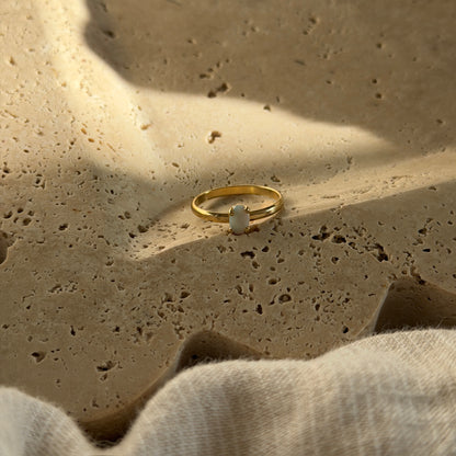 Opalite Oval Thin Gold Tone Ring
