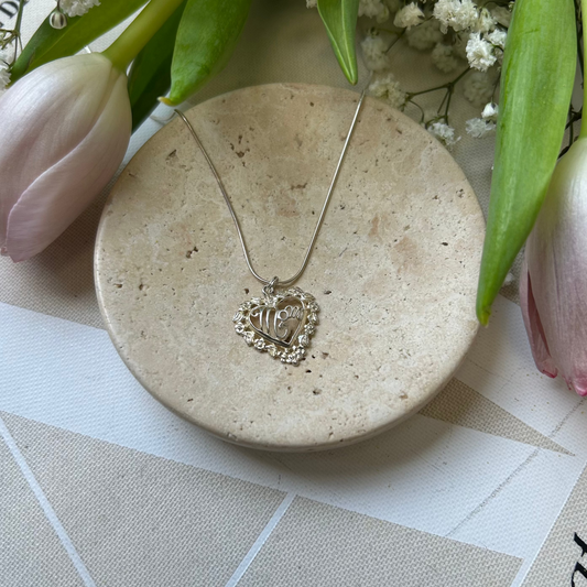 Floral Bordered "MOM" Necklace