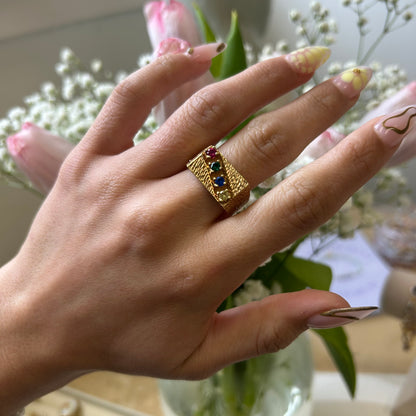 Signet Nugget Ring with Gemstones