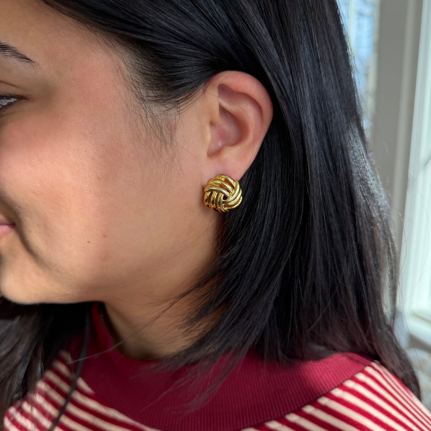 Interwoven-Knot-Gold-Tone-Earrings