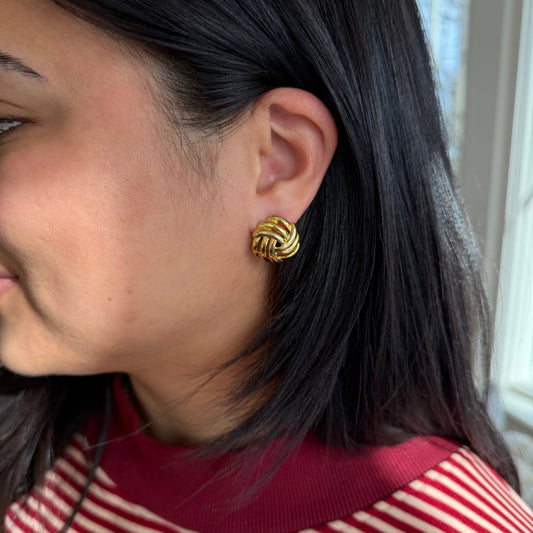 Interwoven-Knot-Gold-Tone-Earrings