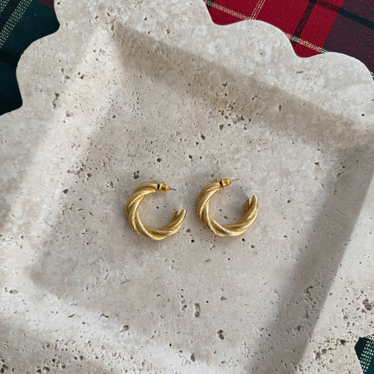Gold Tone Twisted Hoops