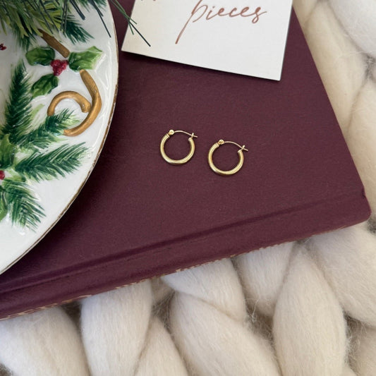 14K Tube Hoops