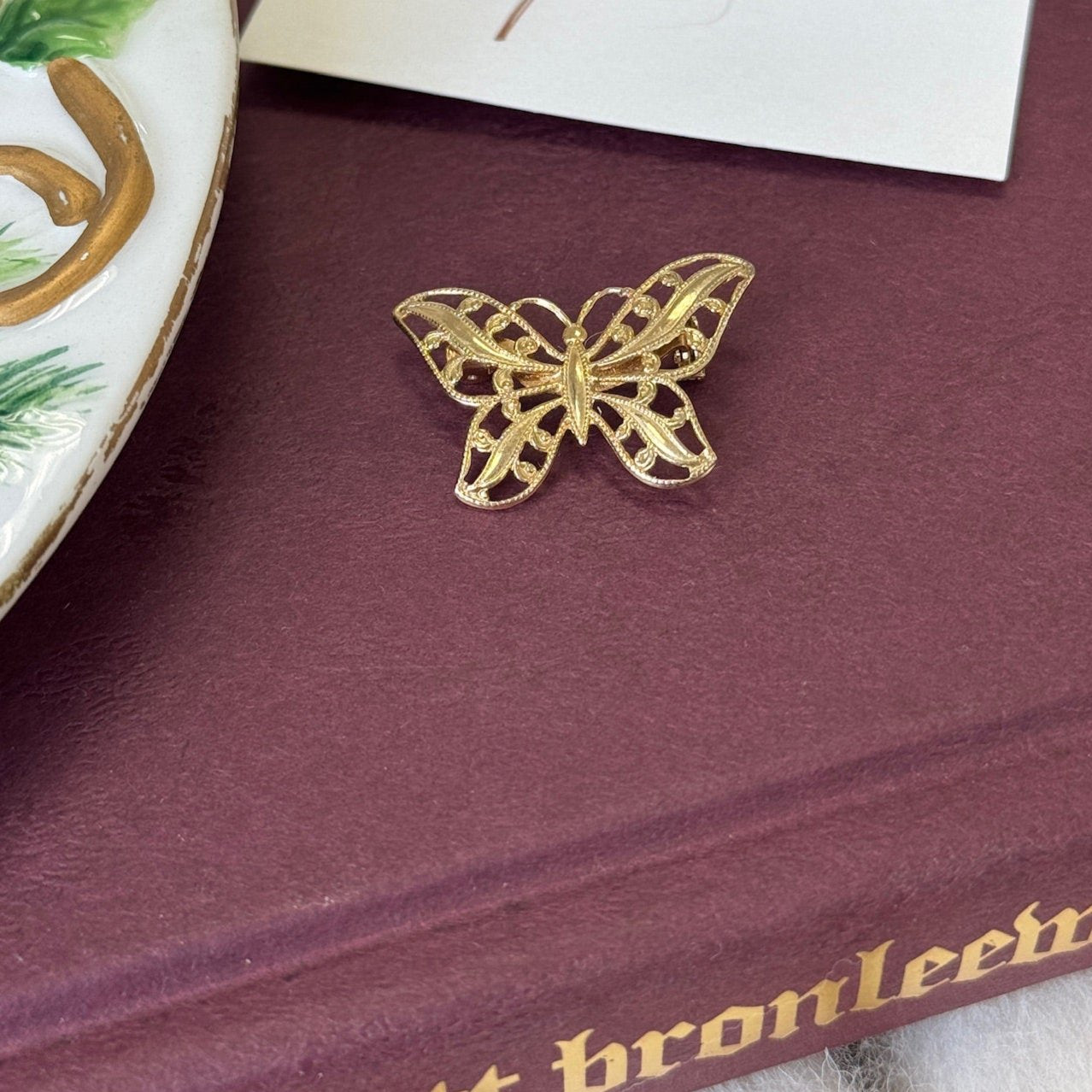 Gold Tone Butterfly Brooch