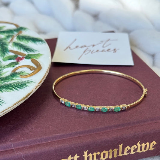 14k Vintage Emerald Bangle