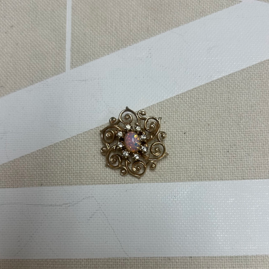 Pink Opal Floral Brooch