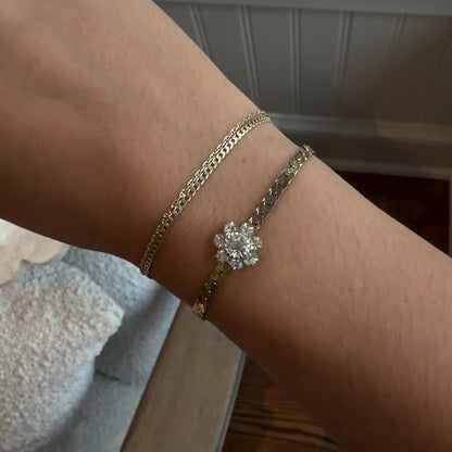 Crystal Floral Herringbone Bracelet